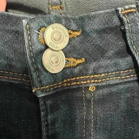 203.Hudson Ginny Crop Straight with Cuff Jeans Womens Size 27 Low Rise Dark Wash - Picture 9 of 10